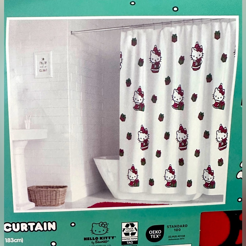 NEW Hello Kitty Christmas Shower Curtain
